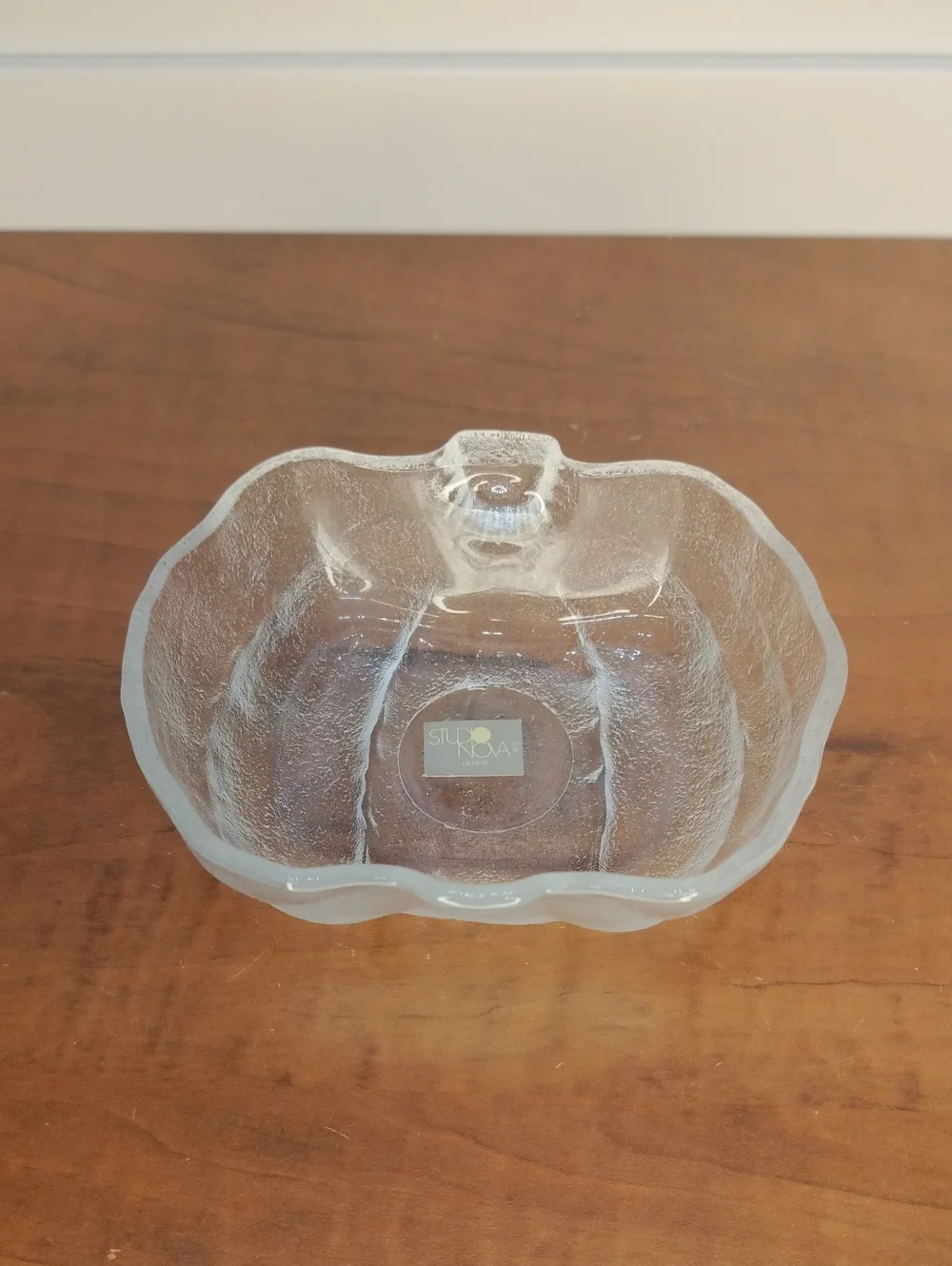Studio Nova Clear Textured Glass Pumpkin Candy Dish Bowl